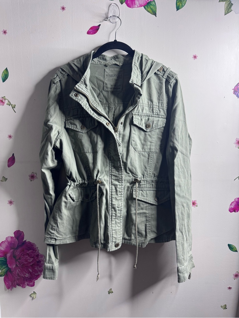 Aeropostale Women's Sage Utility Jacket with Hood